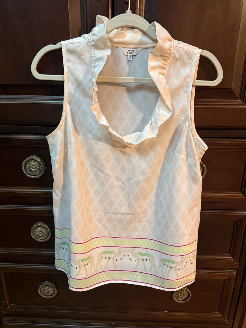 Crown & Ivy medium ruffle neck top